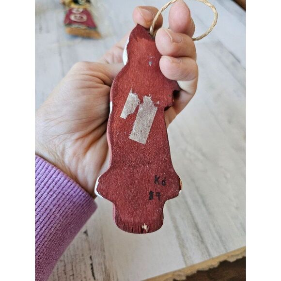 Vintage wooden Santa polar bear ornament Xmas tree set - Picture 11 of 12